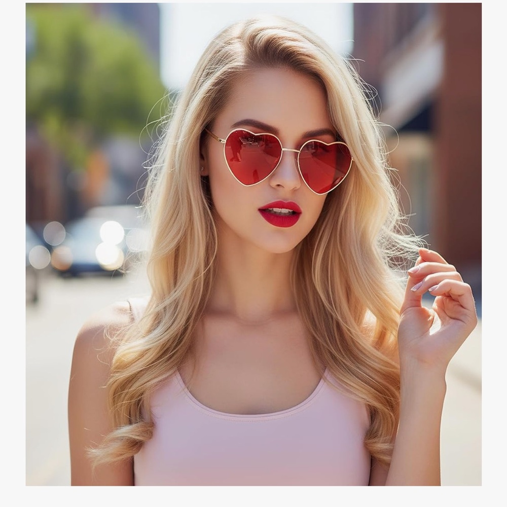 🆕 Heart Shaped Red Lens Sunglasses..UV protection - Picture 6 of 6